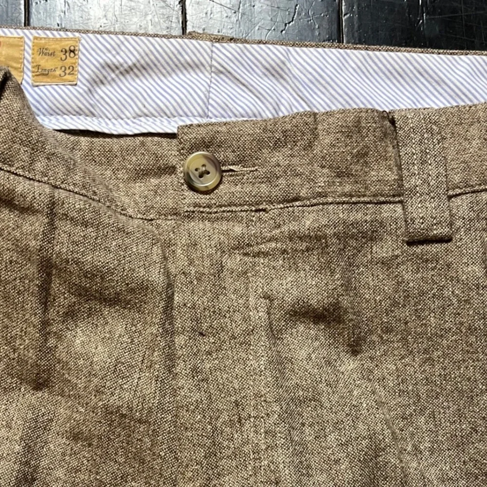 Trevero Vintage Merino Wool Dress Pants Mens 38x32 Tan Brown Heathered Trousers